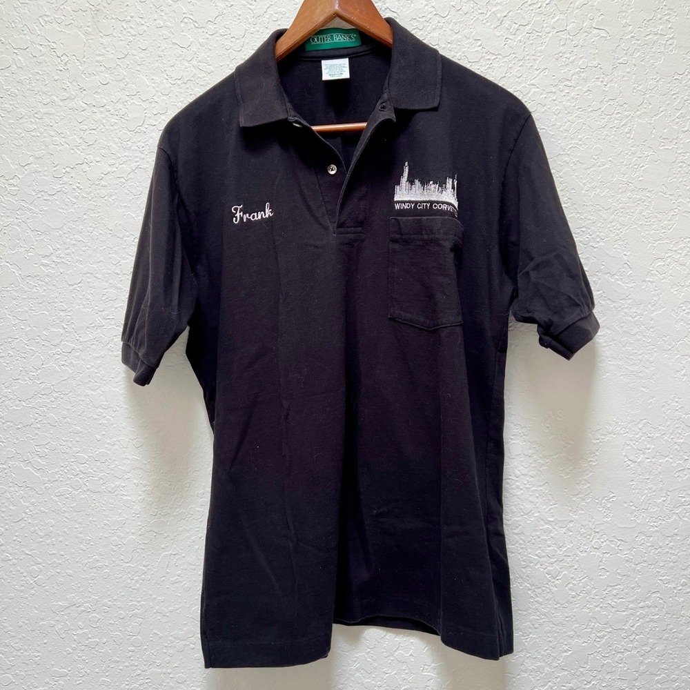 Outer Banks Mens Black Short Sleeve Embroidered Polo Windy City Corvettes Size M